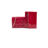 Christian Dior Patent Wallet On Chain Red